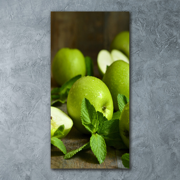 Cuadro de metacrilato vertical manzanas verdes