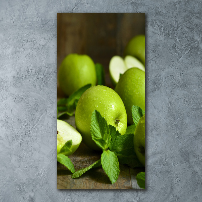 Cuadro de metacrilato vertical manzanas verdes