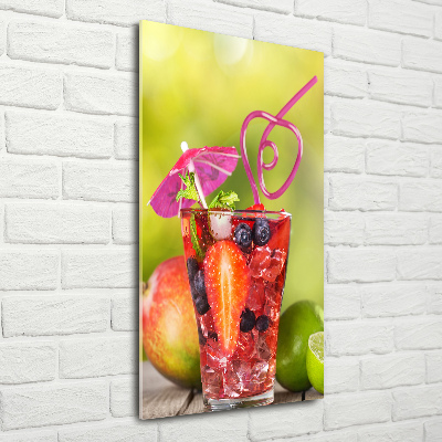 Cuadro de metacrilato moderno efecto cristal vertical Cóctel de frutas