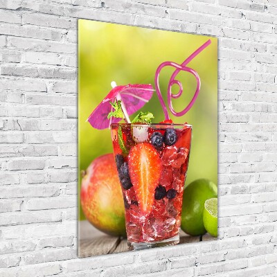 Cuadro de metacrilato moderno efecto cristal vertical Cóctel de frutas