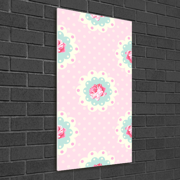 Cuadro de metacrilato moderno efecto cristal vertical Rosas