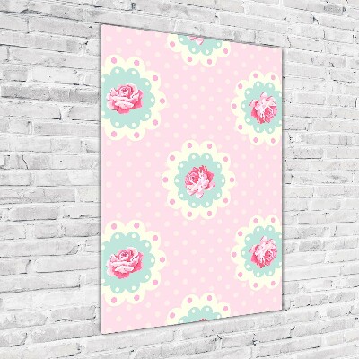 Cuadro de metacrilato moderno efecto cristal vertical Rosas