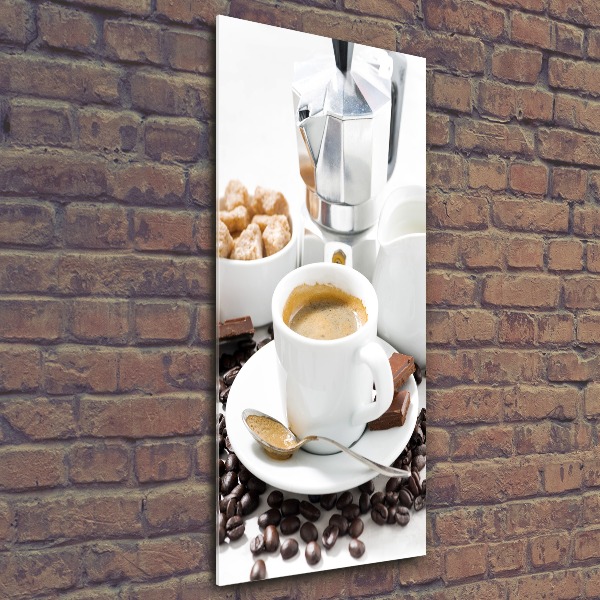 Cuadro de metacrilato moderno efecto cristal vertical Una taza de café