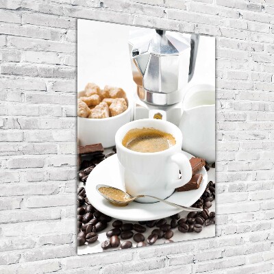 Cuadro de metacrilato moderno efecto cristal vertical Una taza de café