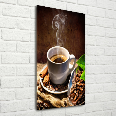 Cuadro decorativo en acrílico brillante vertical Una taza de café