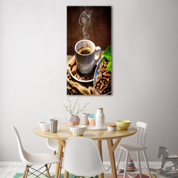 Cuadro decorativo en acrílico brillante vertical Una taza de café