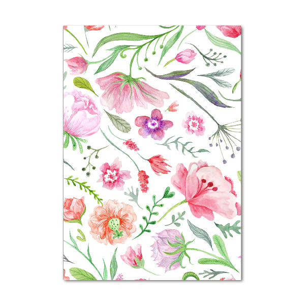 Cuadro decorativo en acrílico brillante vertical Flores silvestres