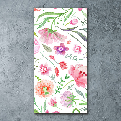 Cuadro decorativo en acrílico brillante vertical Flores silvestres