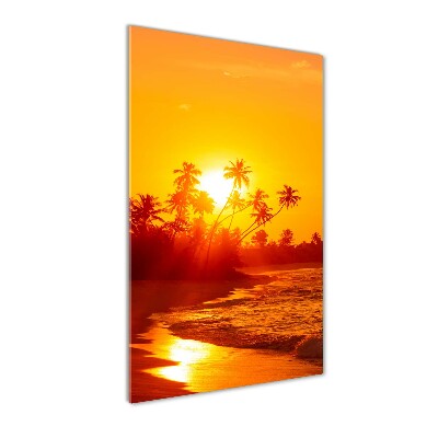 Cuadro de metacrilato moderno efecto cristal vertical Playa tropical