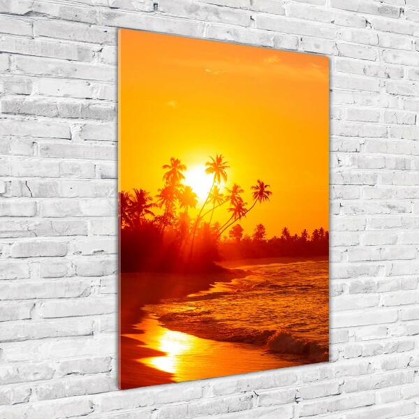 Cuadro de metacrilato moderno efecto cristal vertical Playa tropical