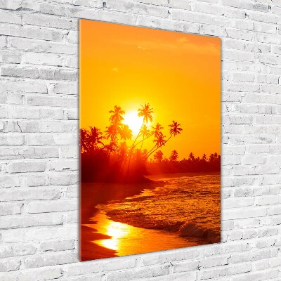 Cuadro de metacrilato moderno efecto cristal vertical Playa tropical