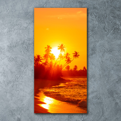 Cuadro de metacrilato moderno efecto cristal vertical Playa tropical