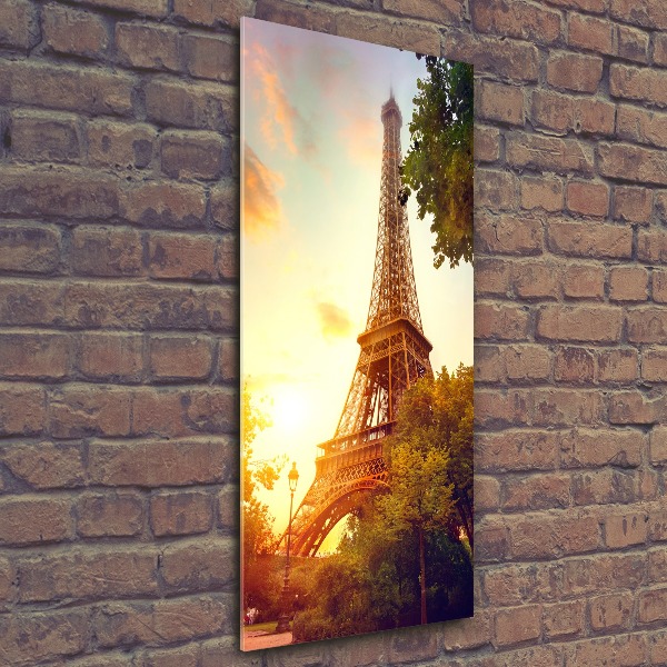 Cuadro de metacrilato moderno efecto cristal vertical Torre Eiffel de París