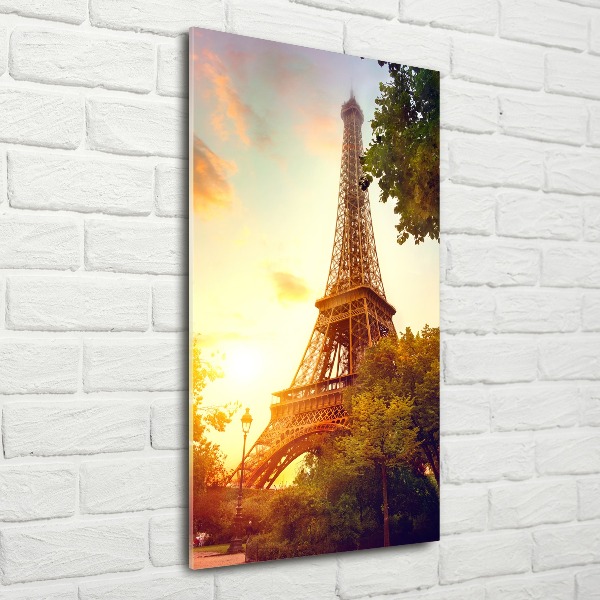 Cuadro de metacrilato moderno efecto cristal vertical Torre Eiffel de París