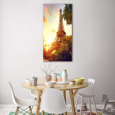 Cuadro de metacrilato moderno efecto cristal vertical Torre Eiffel de París