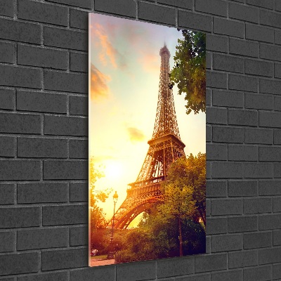 Cuadro de metacrilato moderno efecto cristal vertical Torre Eiffel de París