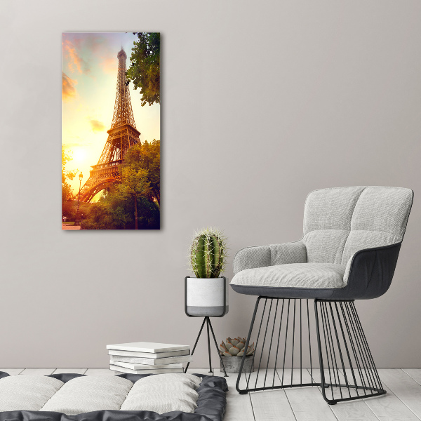 Cuadro de metacrilato moderno efecto cristal vertical Torre Eiffel de París