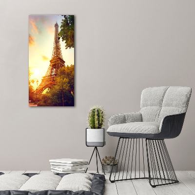 Cuadro de metacrilato moderno efecto cristal vertical Torre Eiffel de París
