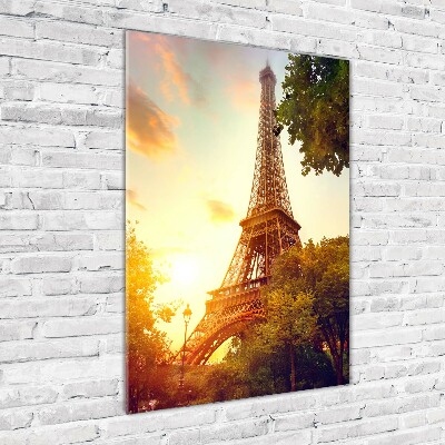 Cuadro de metacrilato moderno efecto cristal vertical Torre Eiffel de París