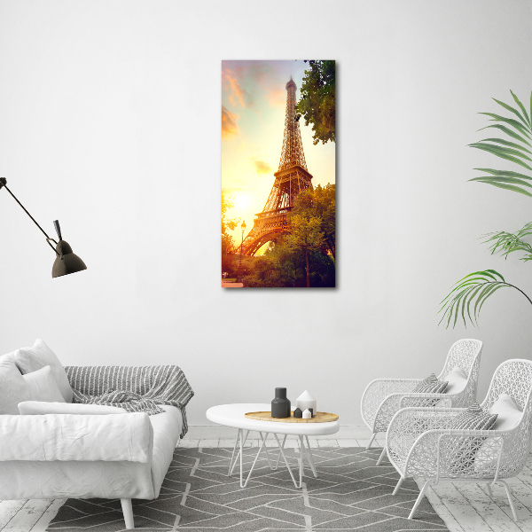 Cuadro de metacrilato moderno efecto cristal vertical Torre Eiffel de París