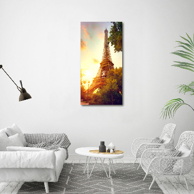 Cuadro de metacrilato moderno efecto cristal vertical Torre Eiffel de París