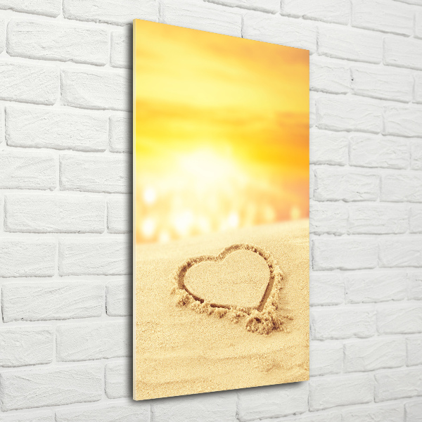 Cuadro de metacrilato vertical Corazón en la playa