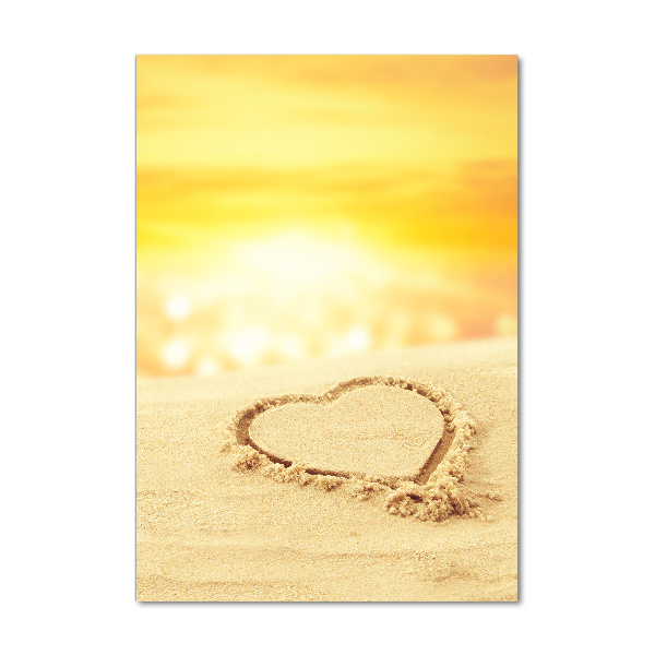 Cuadro de metacrilato vertical Corazón en la playa