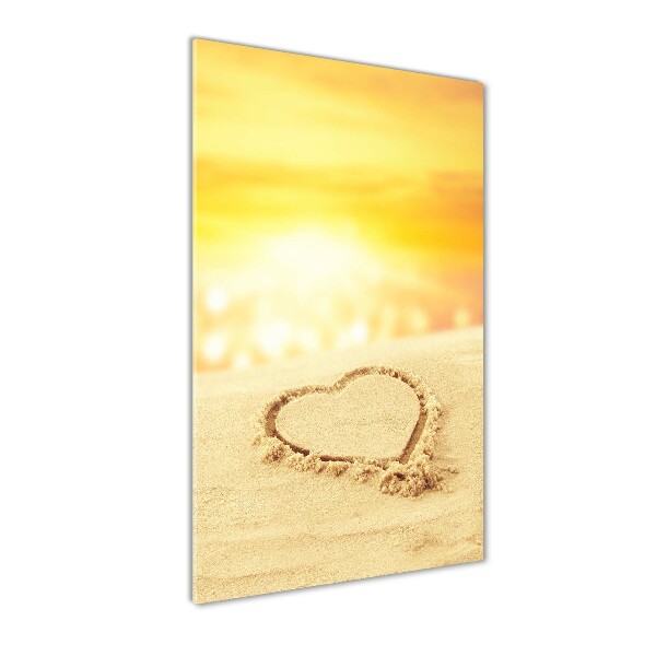 Cuadro de metacrilato vertical Corazón en la playa