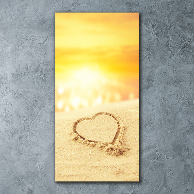 Cuadro de metacrilato vertical Corazón en la playa