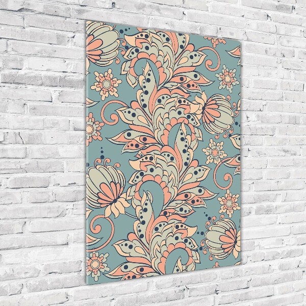 Impresión en metacrilato de alta calidad vertical flores étnicas