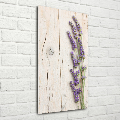 Cuadro de metacrilato vertical Lavanda sobre madera