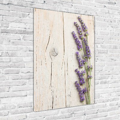 Cuadro de metacrilato vertical Lavanda sobre madera