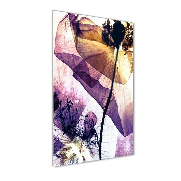 Cuadro decorativo en acrílico brillante vertical Amapolas