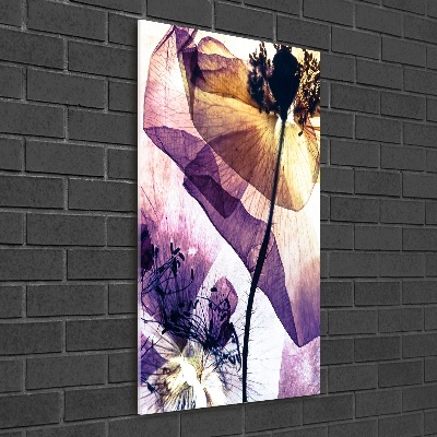 Cuadro decorativo en acrílico brillante vertical Amapolas