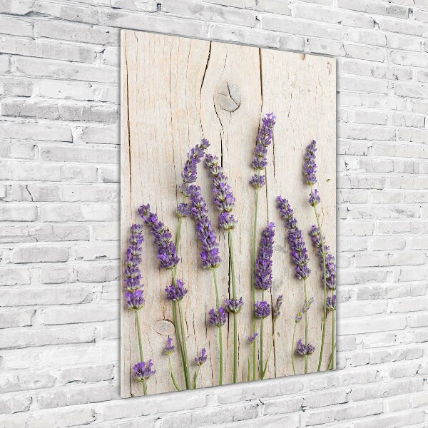 Cuadro de metacrilato vertical Lavanda sobre madera