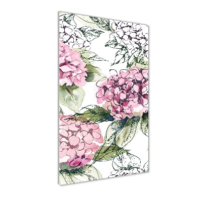 Cuadro decorativo en acrílico brillante vertical Hortensia