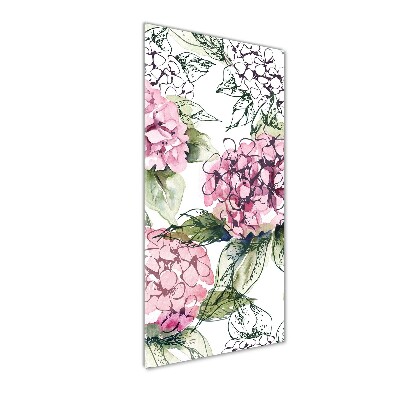 Cuadro decorativo en acrílico brillante vertical Hortensia
