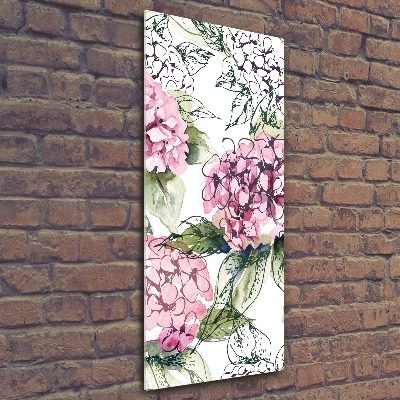 Cuadro decorativo en acrílico brillante vertical Hortensia