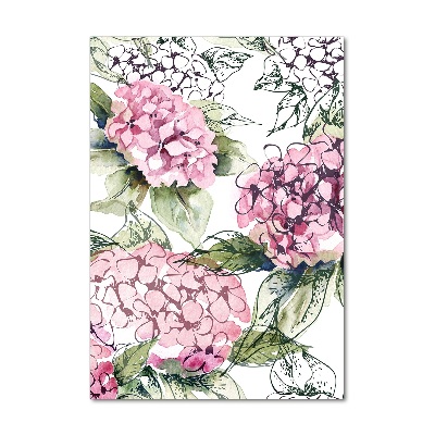 Cuadro decorativo en acrílico brillante vertical Hortensia