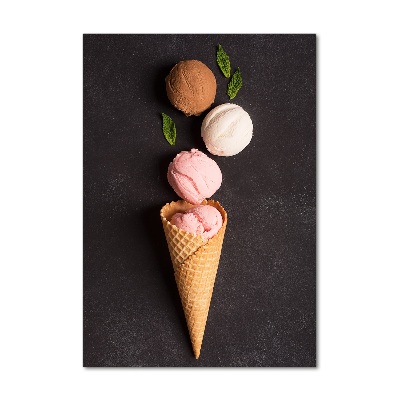 Cuadro decorativo en acrílico brillante vertical Helado en cono de waffle