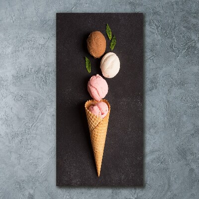 Cuadro decorativo en acrílico brillante vertical Helado en cono de waffle