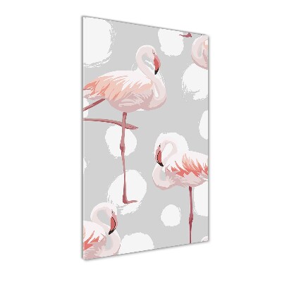 Cuadro de metacrilato vertical Flamencos y puntos