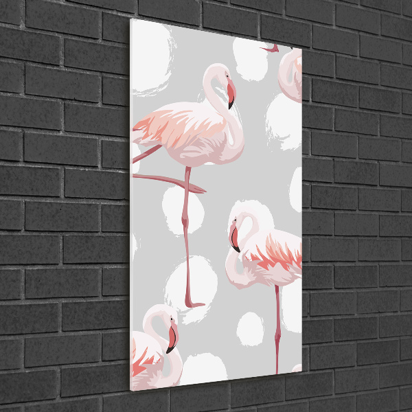 Cuadro de metacrilato vertical Flamencos y puntos