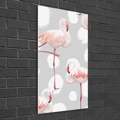 Cuadro de metacrilato vertical Flamencos y puntos
