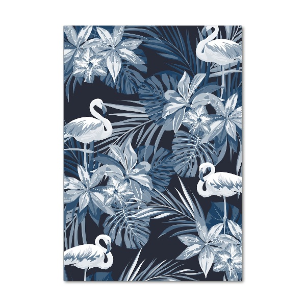 Cuadro de metacrilato moderno efecto cristal vertical Flores y flamencos