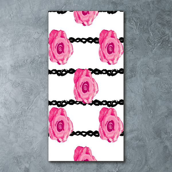 Cuadro de metacrilato moderno efecto cristal vertical Rosas