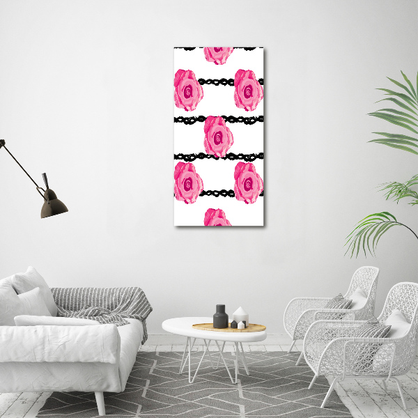 Cuadro de metacrilato moderno efecto cristal vertical Rosas