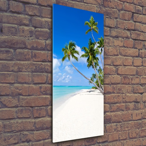 Cuadro de metacrilato moderno efecto cristal vertical Playa tropical