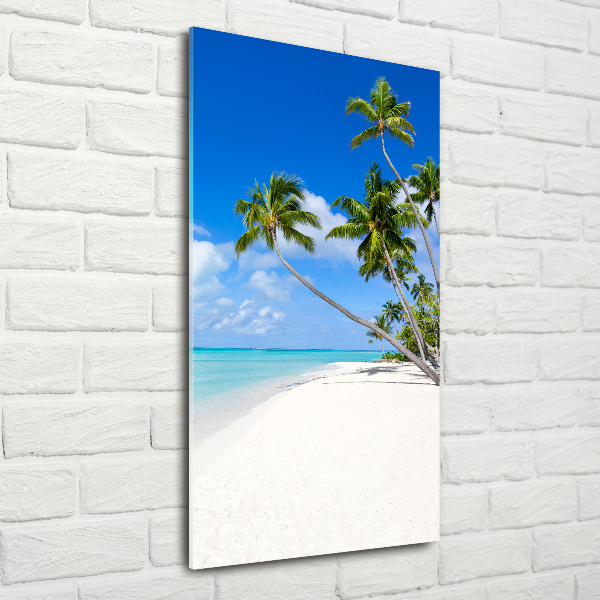Cuadro de metacrilato moderno efecto cristal vertical Playa tropical