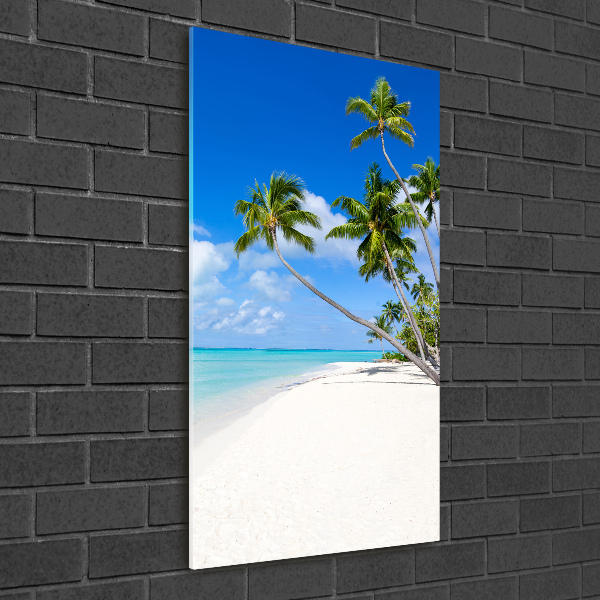 Cuadro de metacrilato moderno efecto cristal vertical Playa tropical